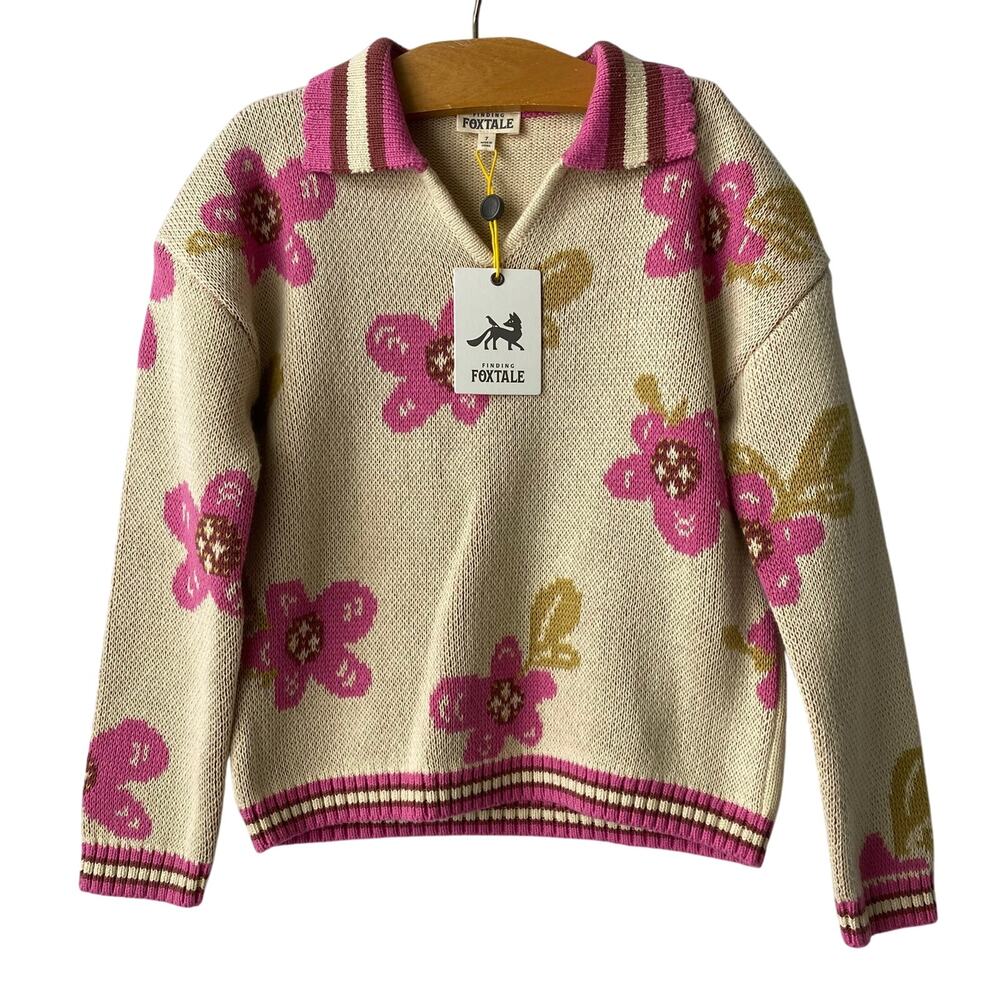 Finding Foxtale Floral Sweater Girls Size 7 Pink Cottagecore Sportswear NWT
